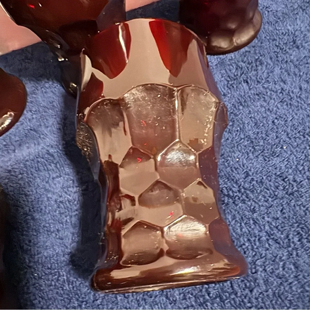 Vintage MCM Set Of Six 6 Ruby Red Anchor Hocking Georgian Honeycomb Tumblers USA